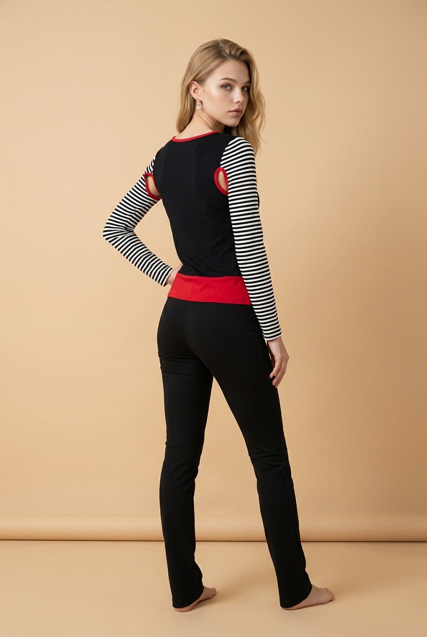 Long Sleeve Unusual Top with Underarm Cut-Outs
