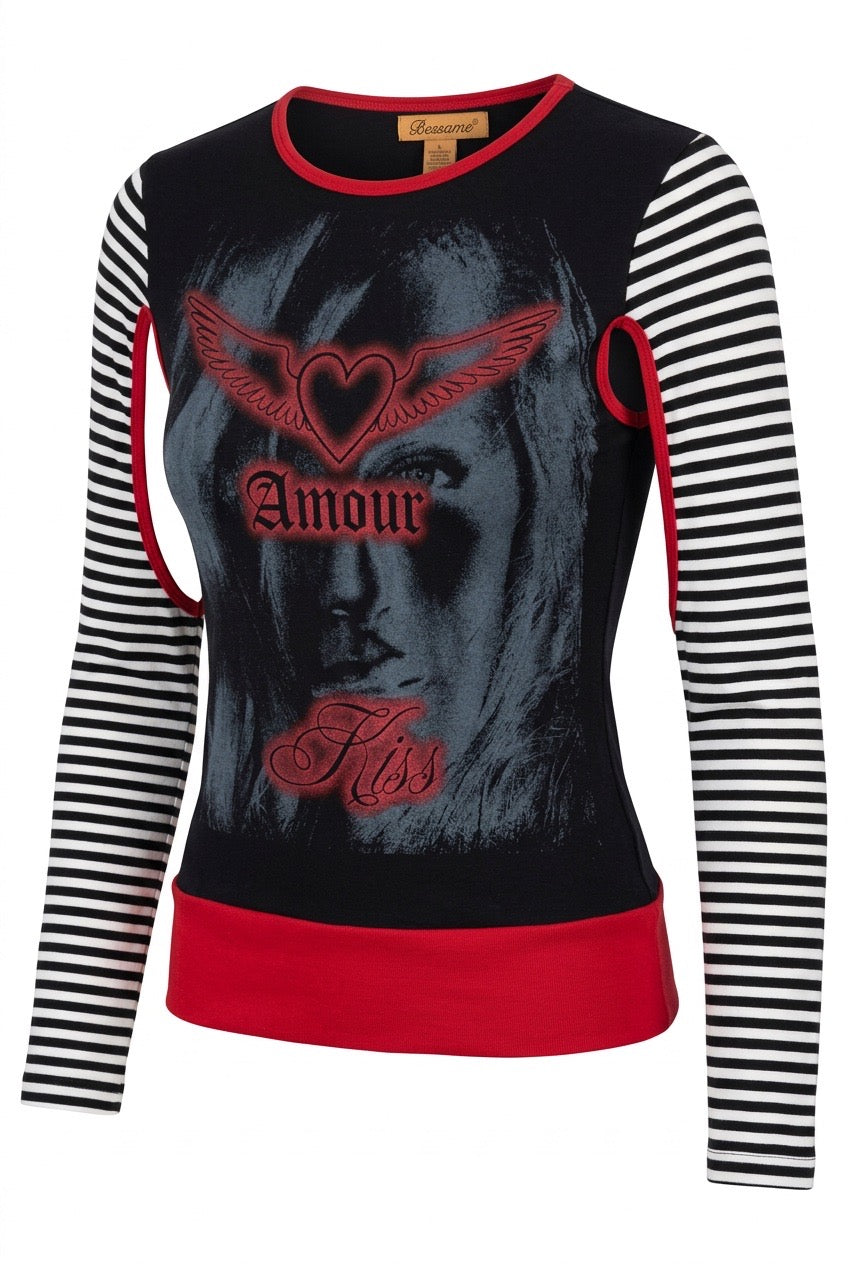 Long Sleeve Unusual Top with Underarm Cut-Outs