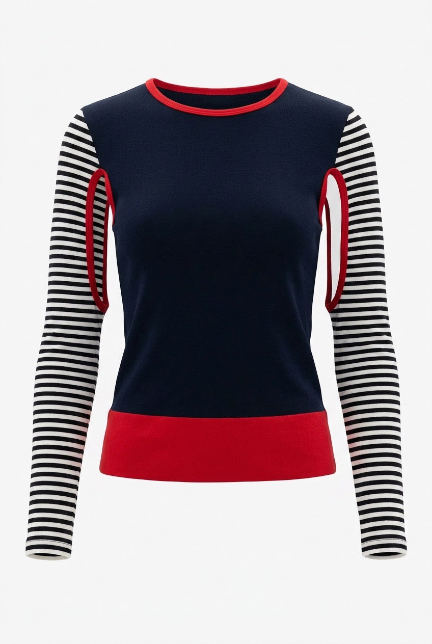 Long Sleeve Unusual Top with Underarm Cut-Outs