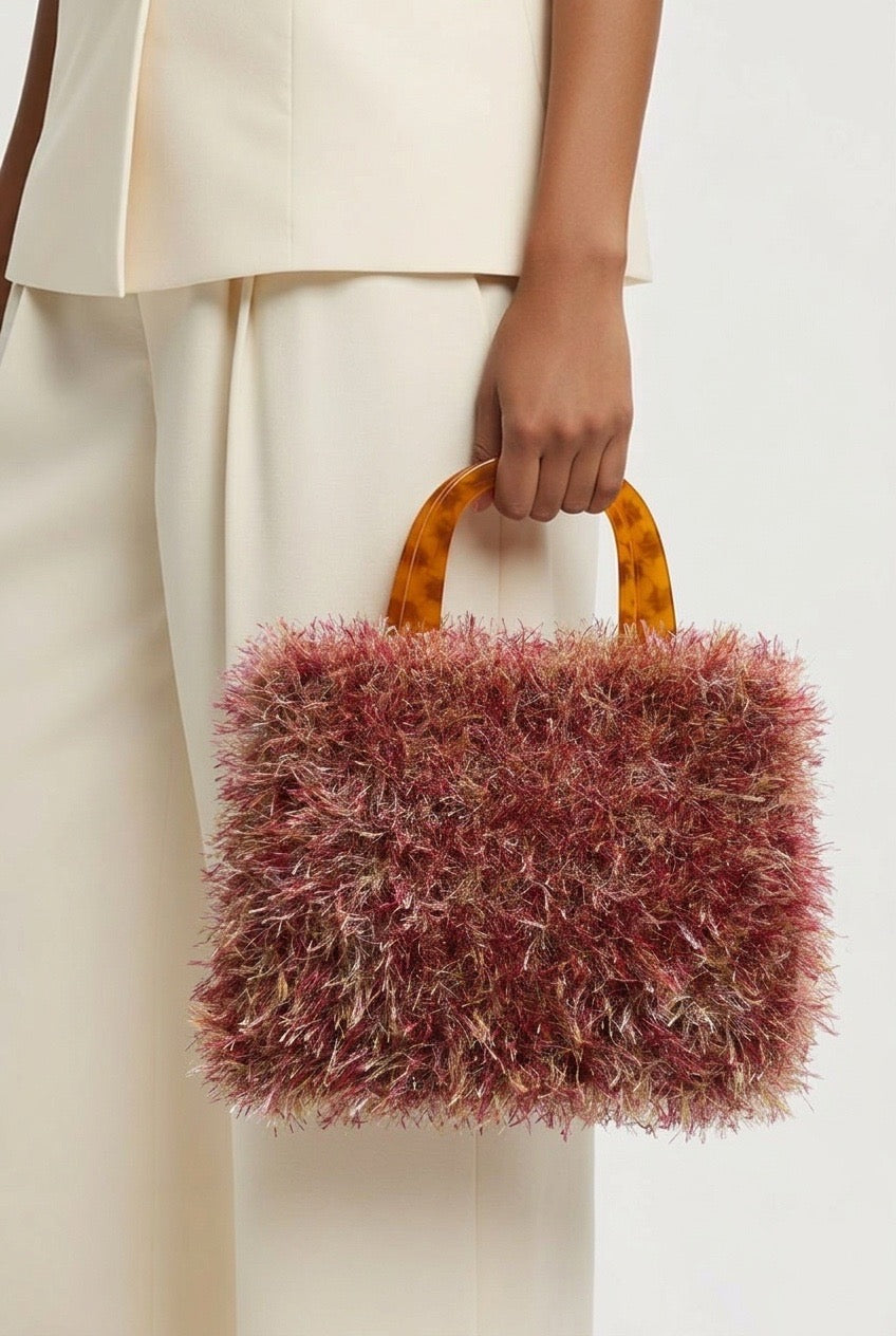 Knitted Handbag with Acrylic Handle