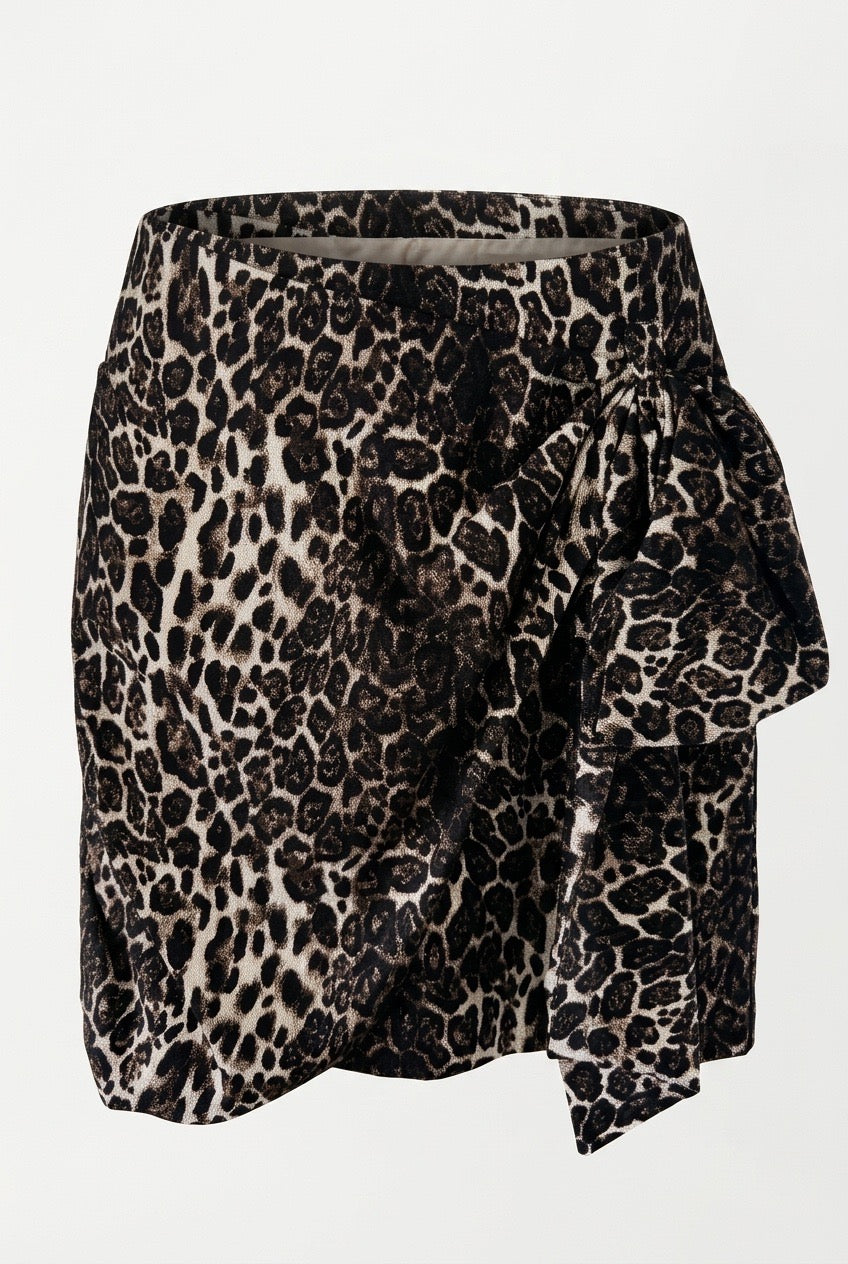Designer Essential's Animal Print Skirt with a Side Bow