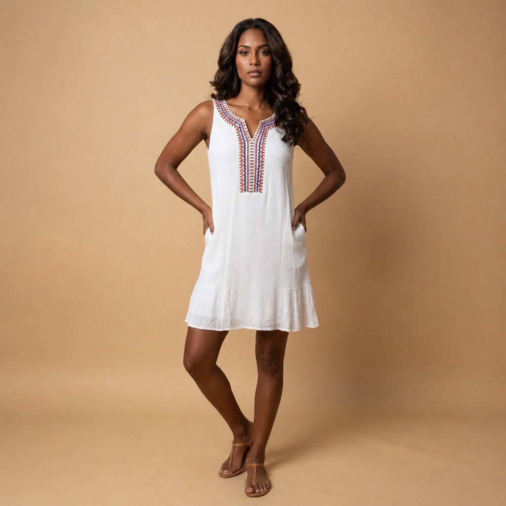 Sleeveless White Mini Dress