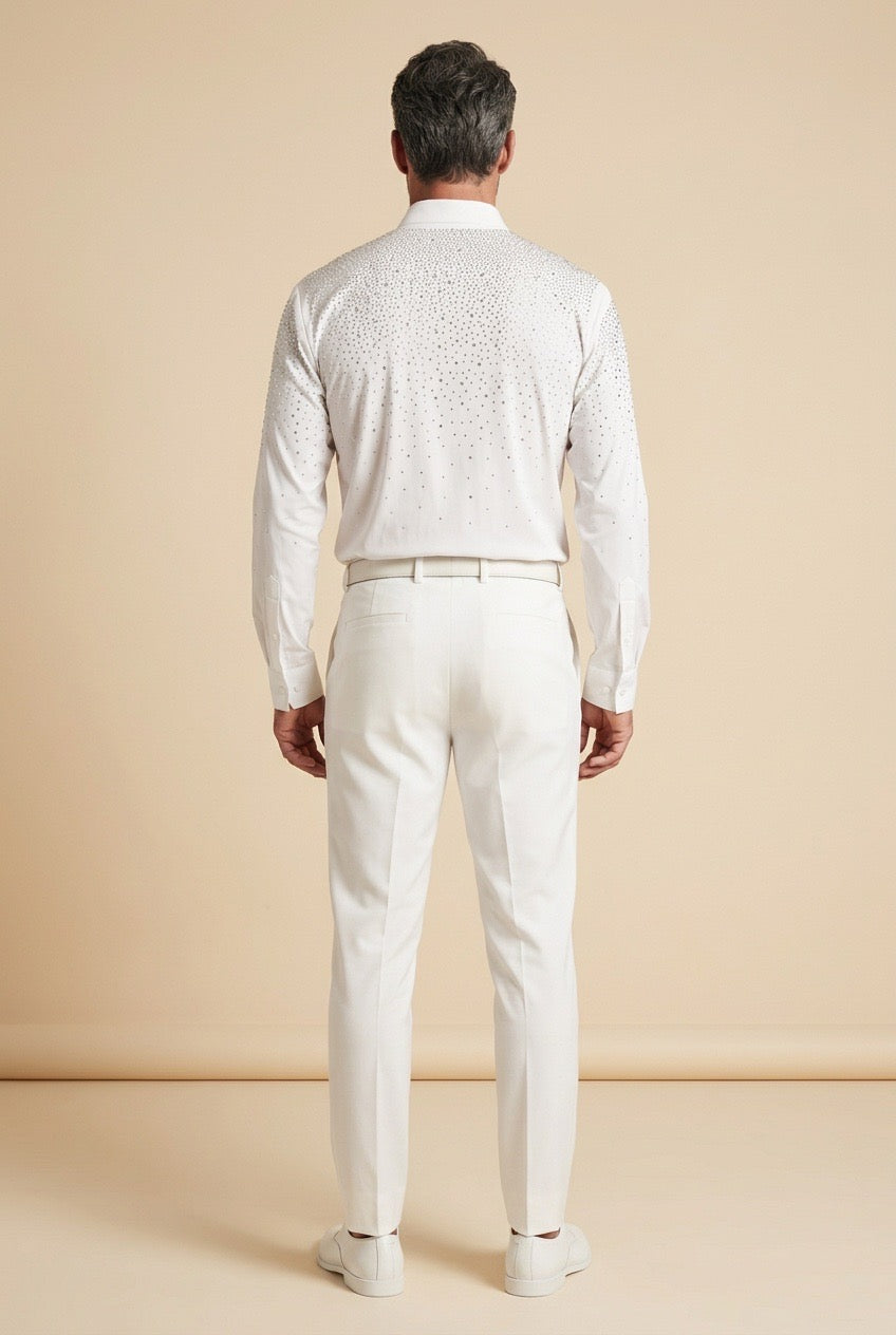 White Barabas Shirt with Rhinestones