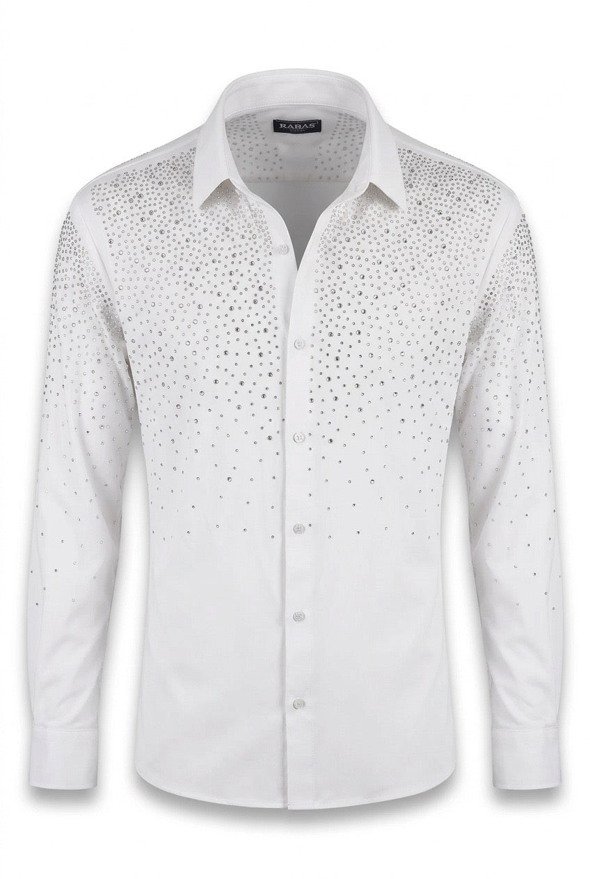 White Barabas Shirt with Rhinestones