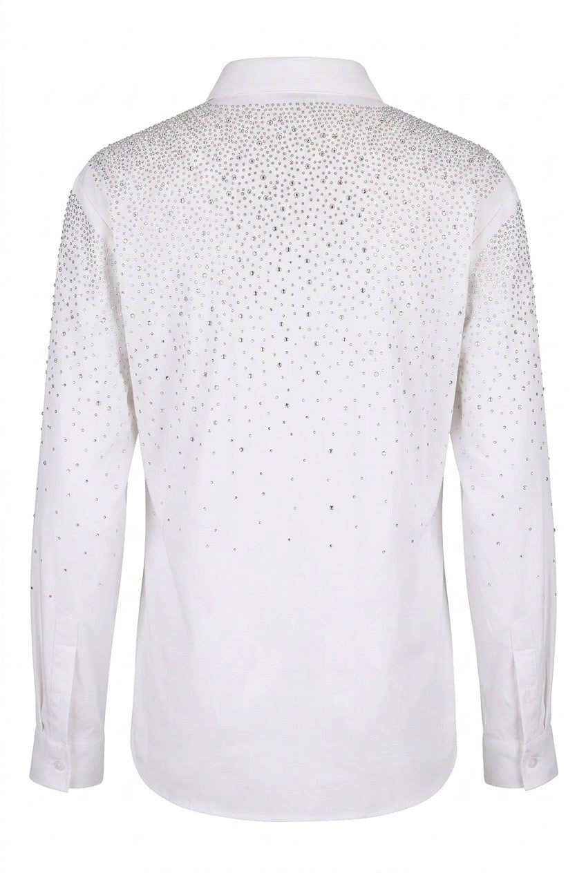 White Barabas Shirt with Rhinestones