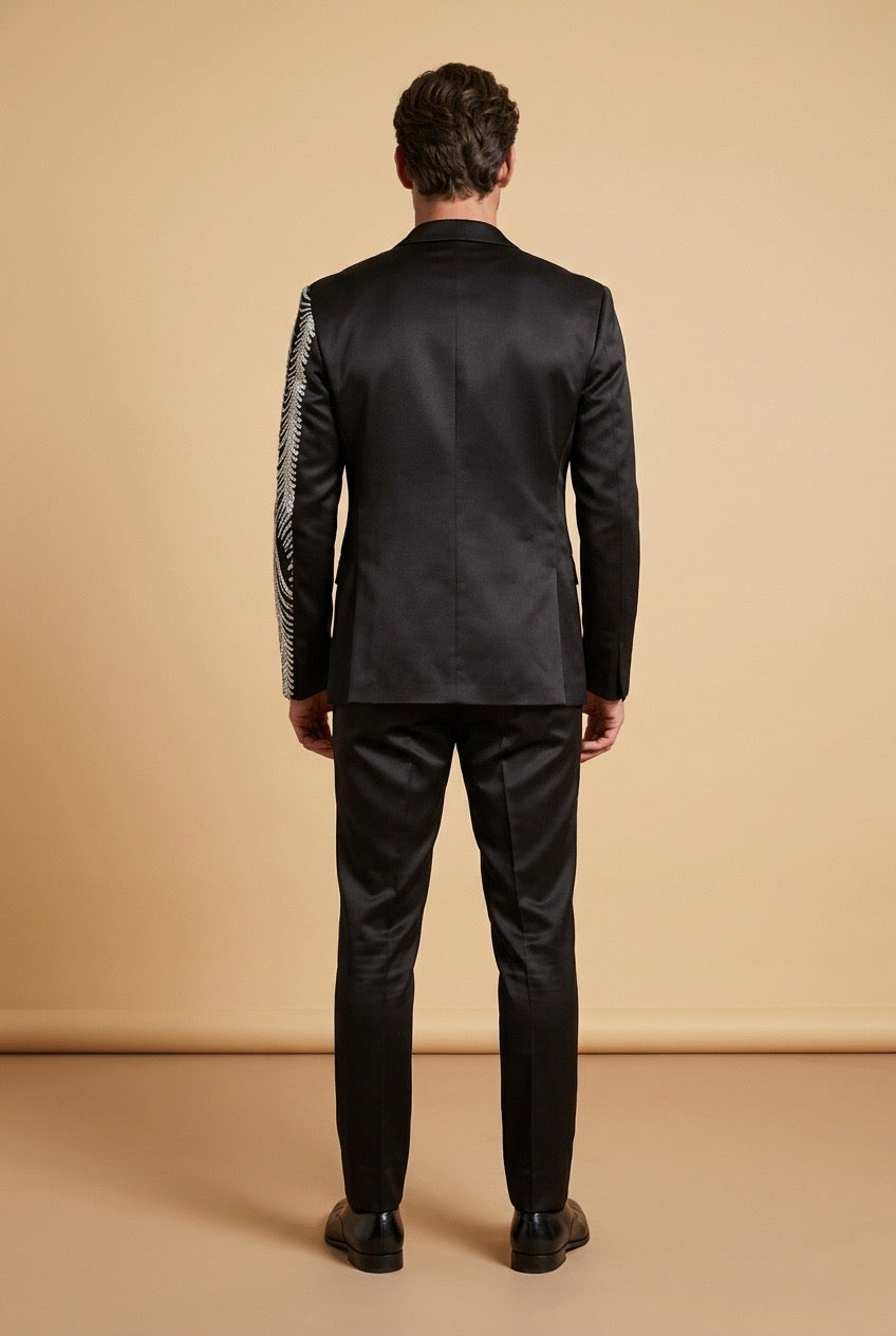 Black Blazer with Sequin Embellishment