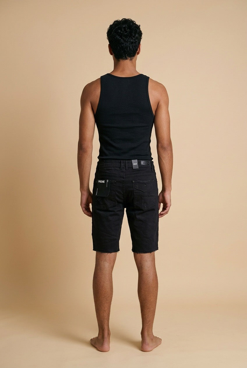 Preme Denim Black Distressed Shorts