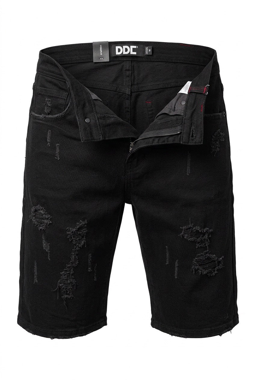 Preme Denim Black Distressed Shorts