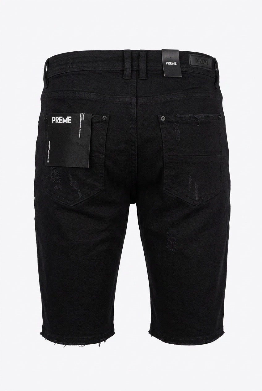 Preme Denim Black Distressed Shorts