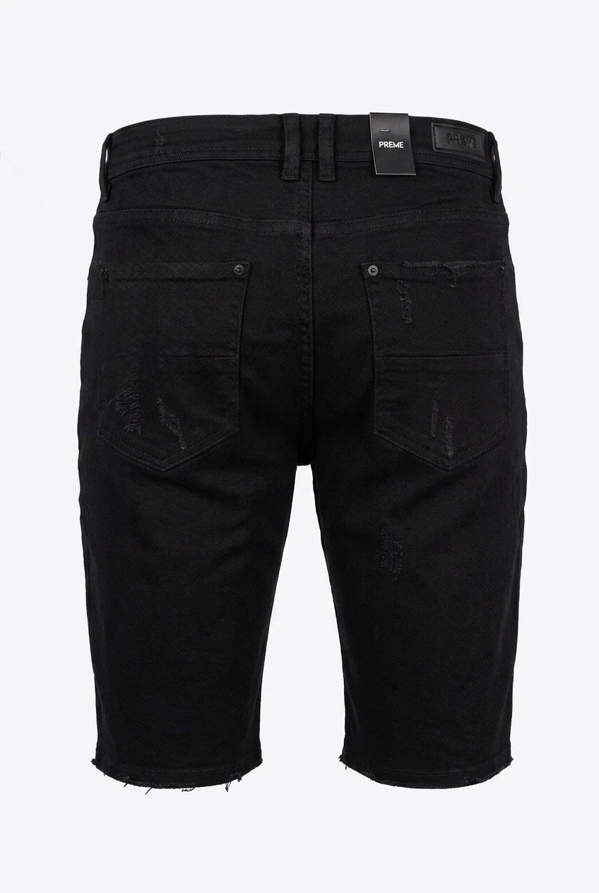 Preme Denim Black Distressed Shorts