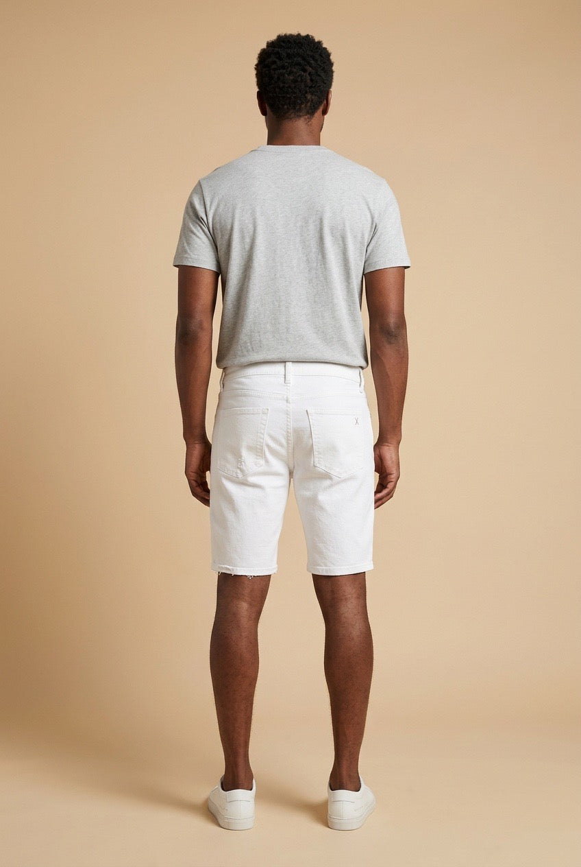 White Denim Distressed Shorts