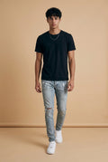 Distressed Purple Brand Jeans with Splashed Paint