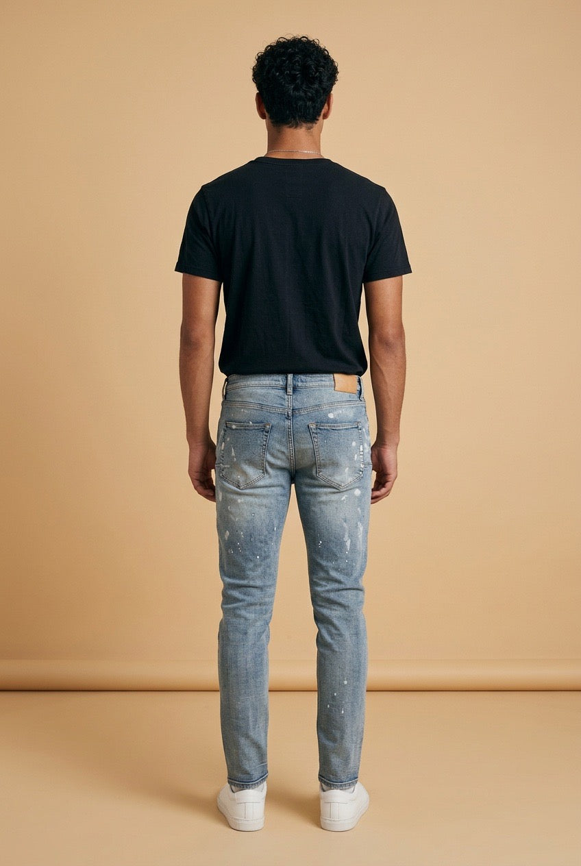 Distressed Purple Brand Jeans with Splashed Paint