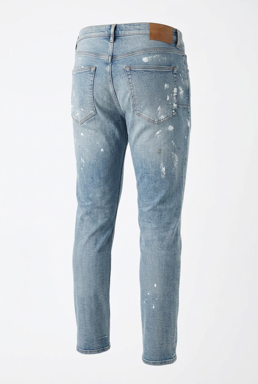 Distressed Purple Brand Jeans with Splashed Paint