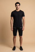 Black Denim Biker Shorts
