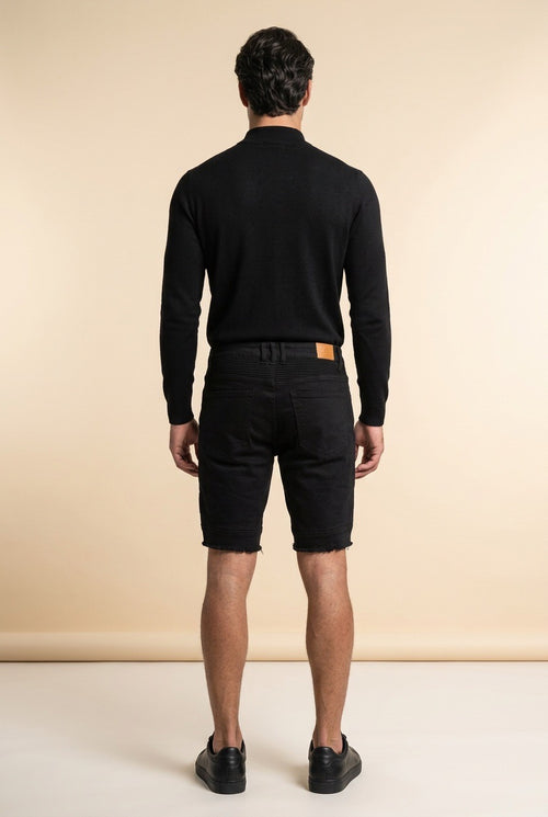 Black Denim Biker Shorts