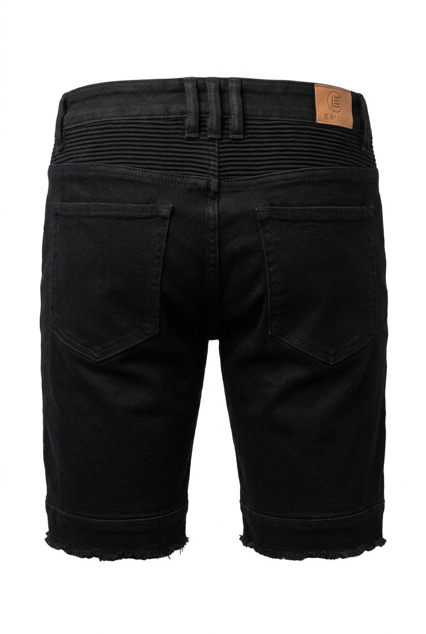 Black Denim Biker Shorts