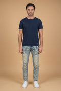 Faded Blue Distressed and Paint Splattered Purple Jeans