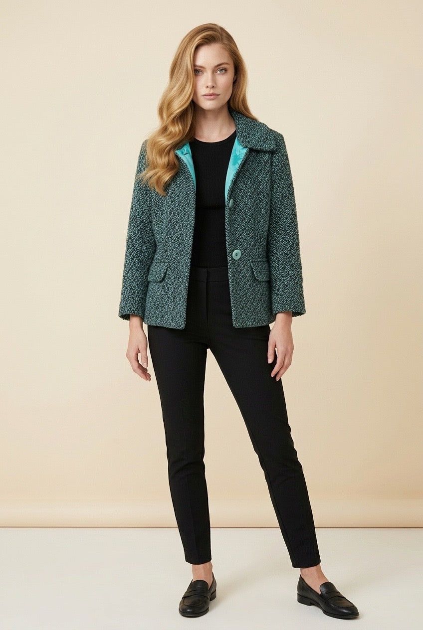 Aqua & Black Short Jacket
