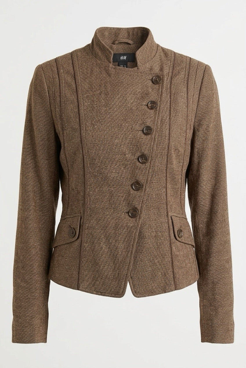 Mandarin Collar Brown  Vintage Jacket