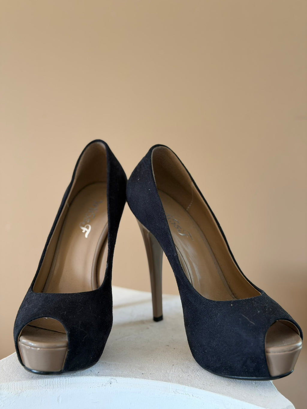 Black Stilettos with Taupe Platform and Heels