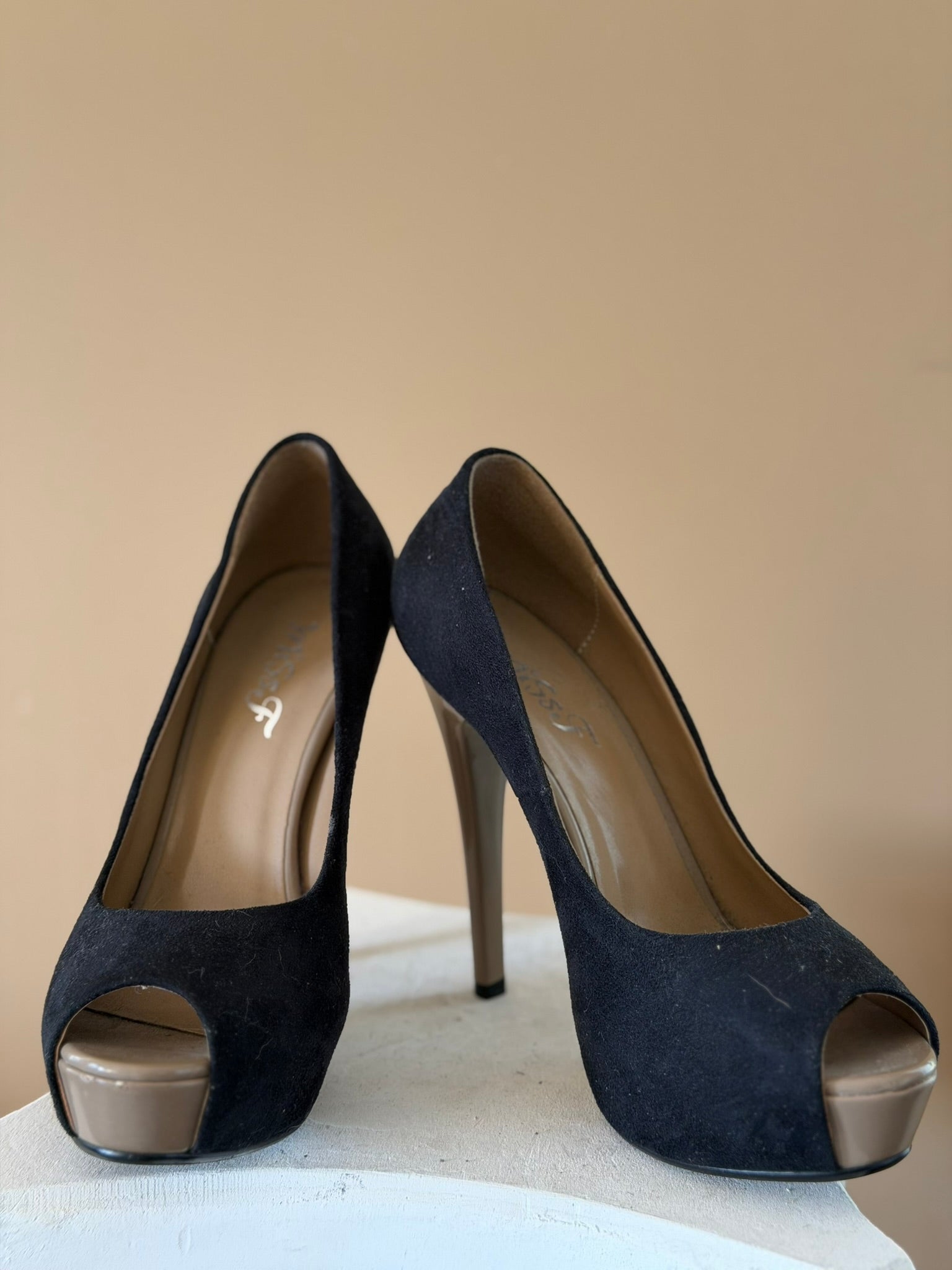 Black Stilettos with Taupe Platform and Heels