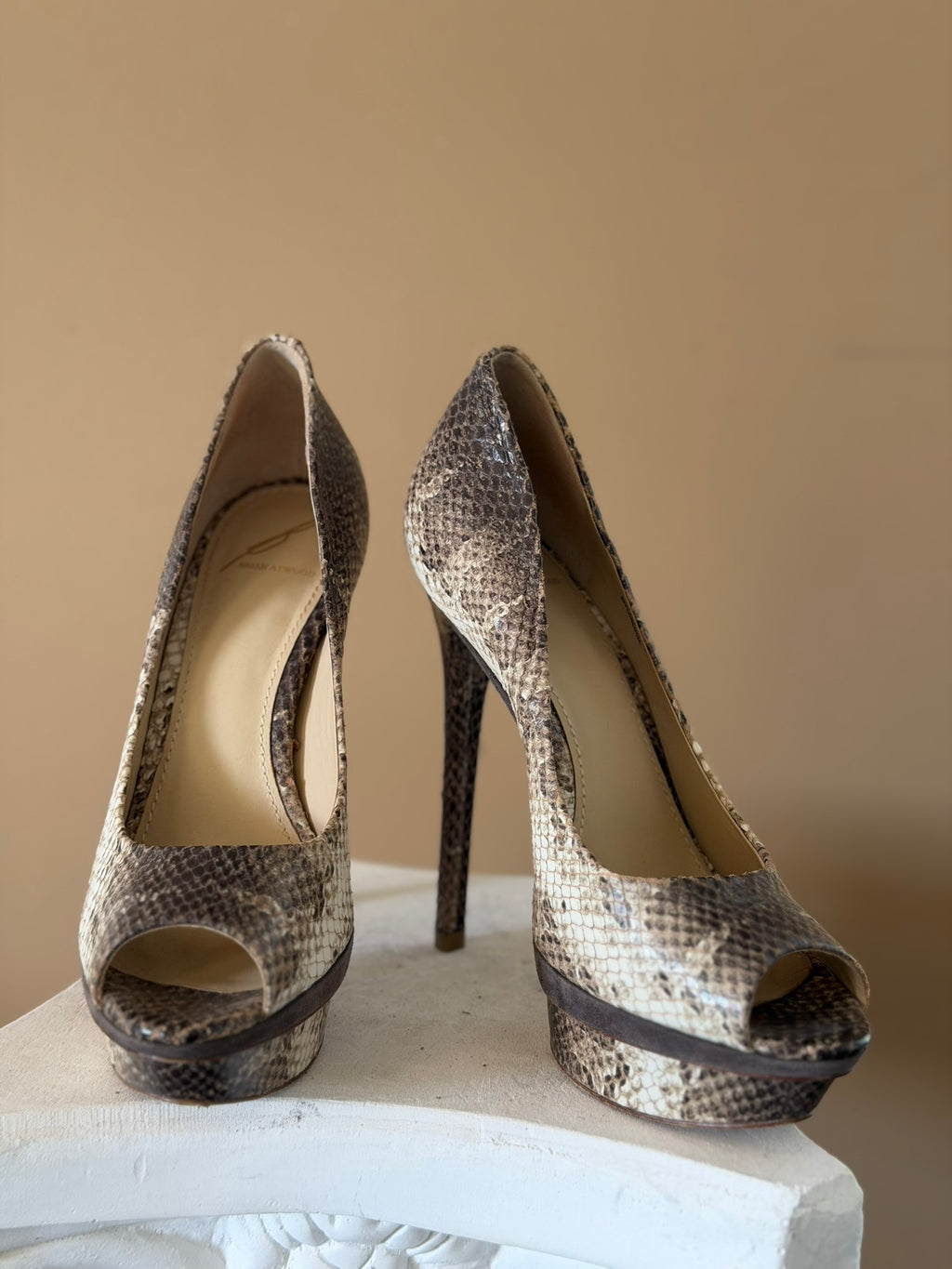 Snake Skin Stilettos with Unusual Platform