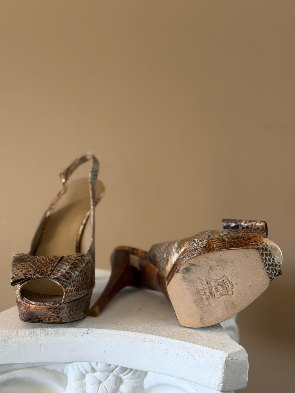 Stuart Weitzman Peep-Toe Sling Back Stilettos