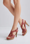 Cork Heeled Stiletto Sandals
