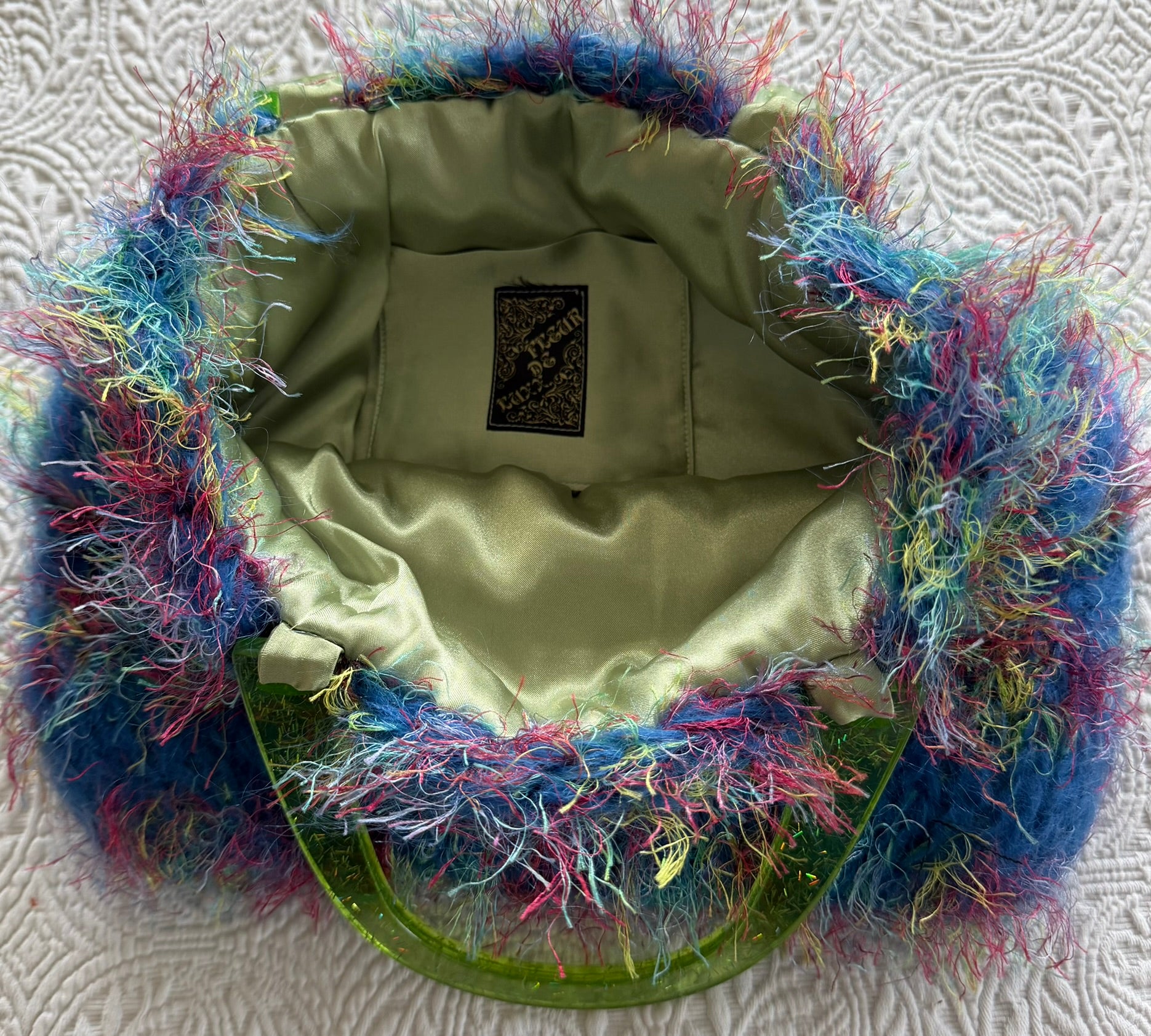 Multi Color Fur Yarn Knitted Handbag