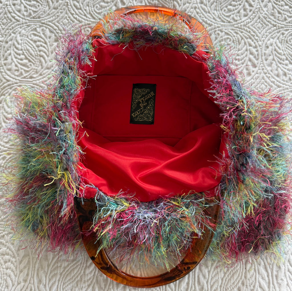 Multi Color Shaggy Knitted Handbag