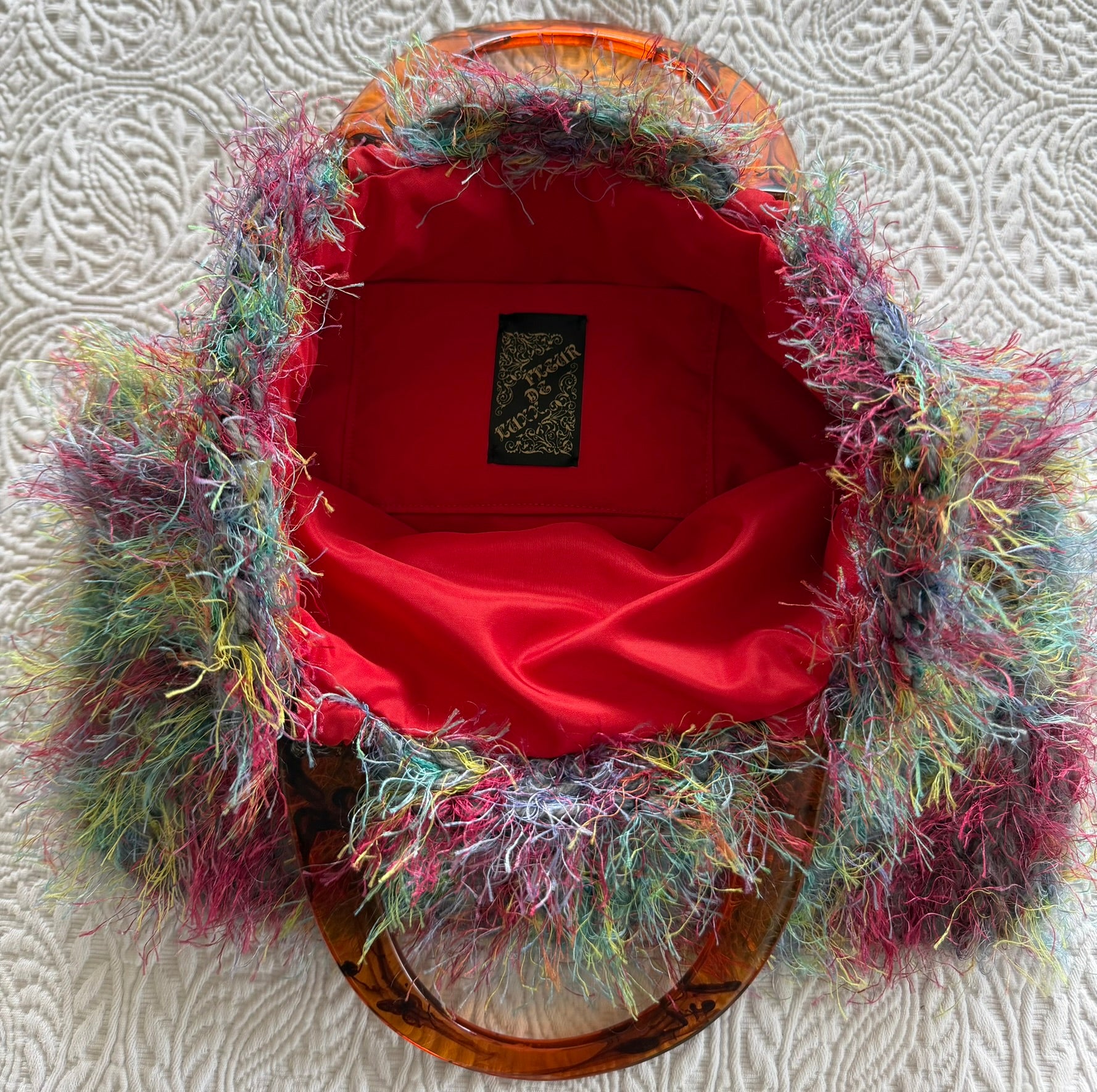 Multi Color Shaggy Knitted Handbag