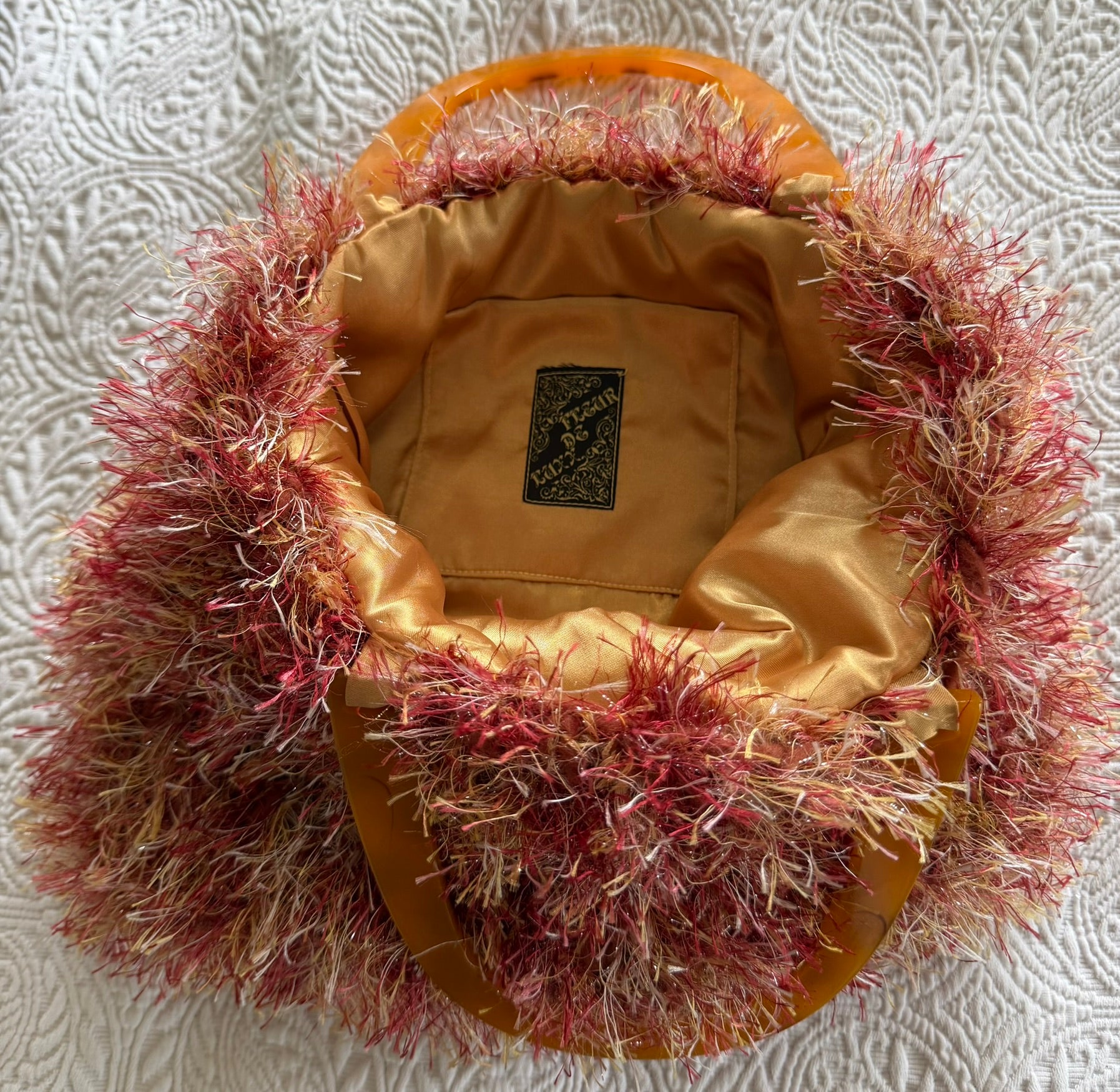 Knitted Handbag with Acrylic Handle