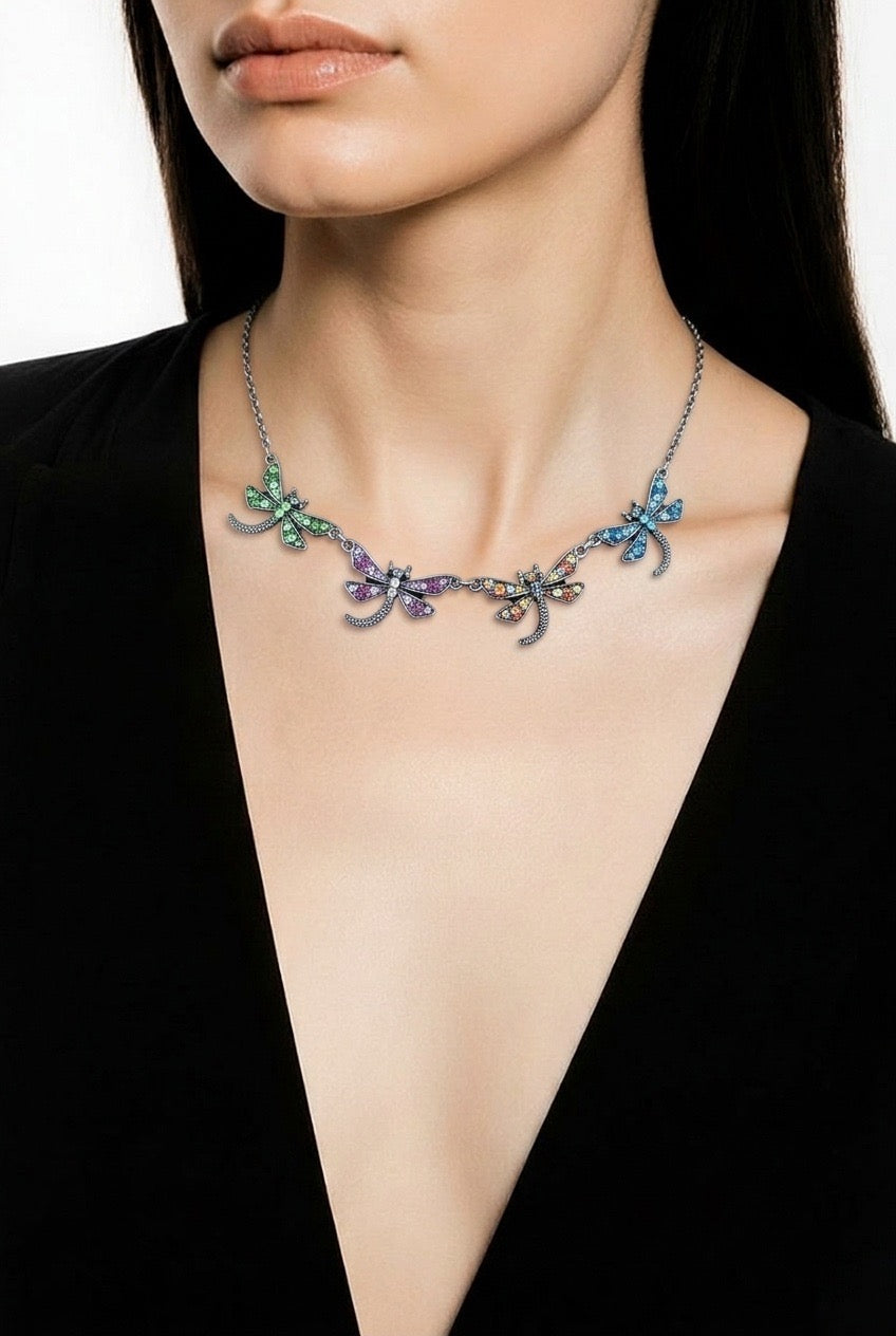 Dragonfly Rhinestone Necklace