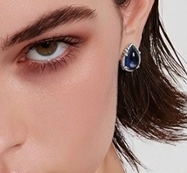 Elegant Silver Tone Blue Stone Jewelry Set