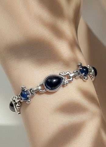 Elegant Silver Tone Blue Stone Jewelry Set