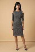Gray Quilted Lace Dress