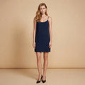 Black Dress with Draped Back Piece with a Beaded Tassel