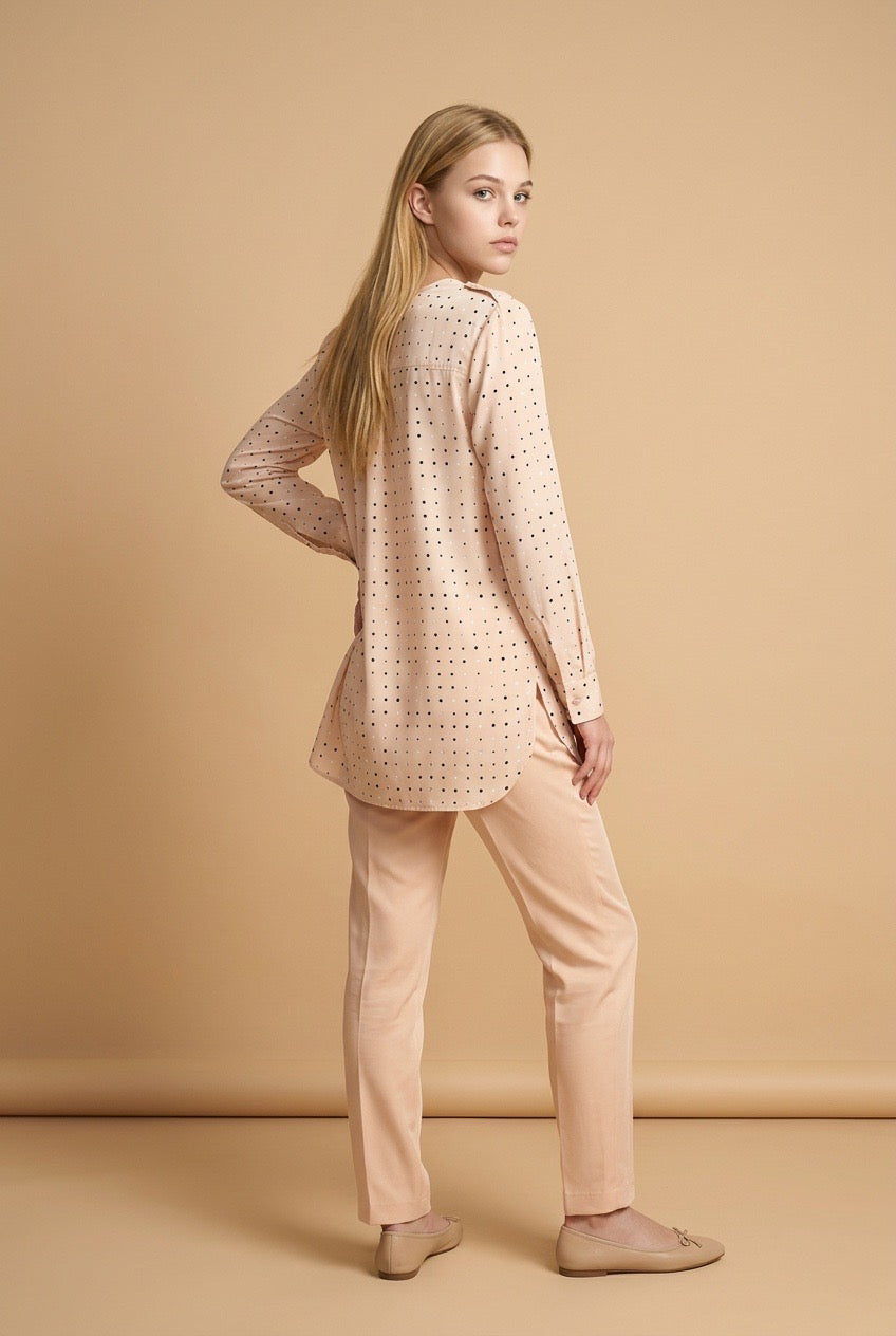 Long Cuffed Sleeve Blouse