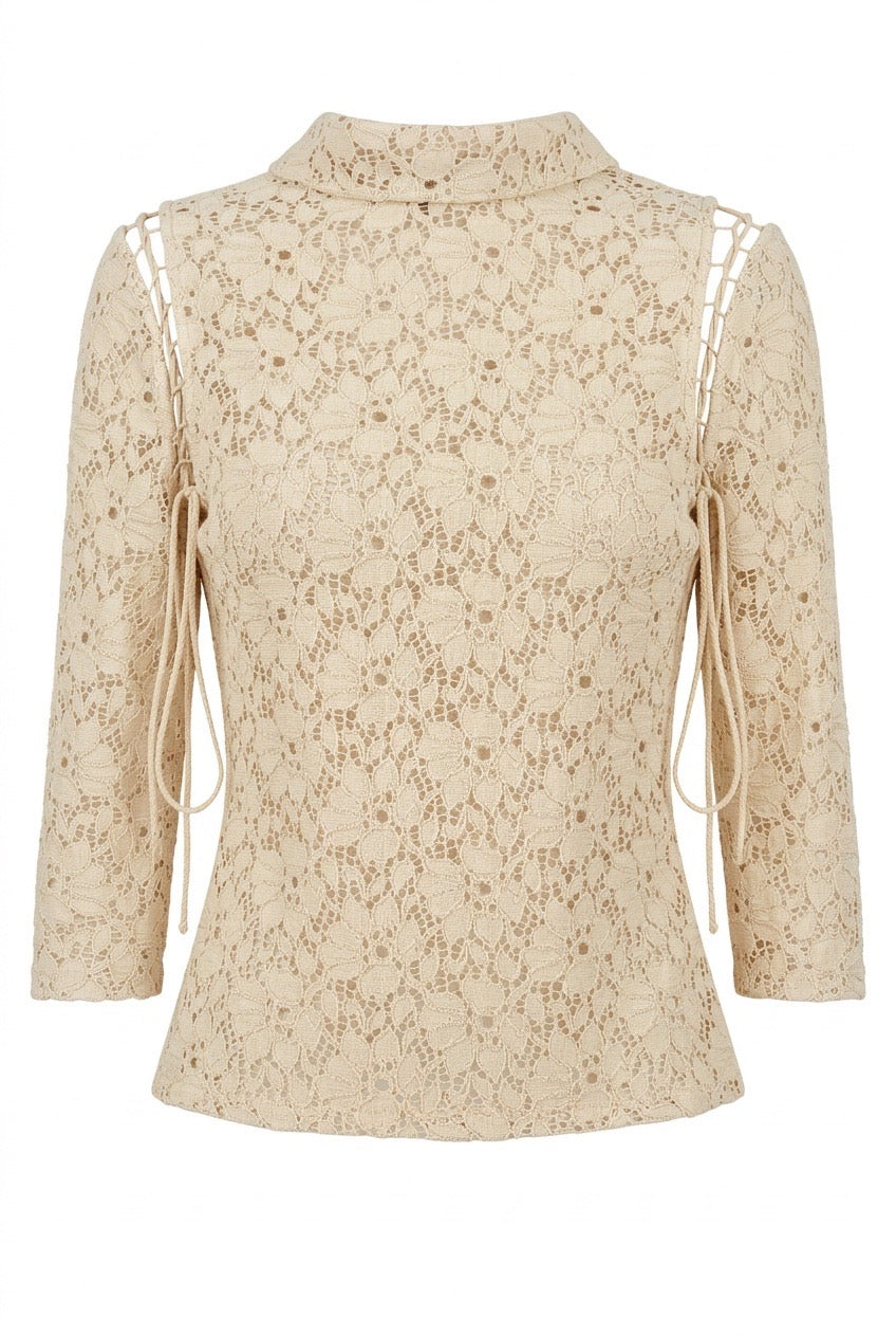 Long Sleeve Lace Shirt with Laced in Sleeves