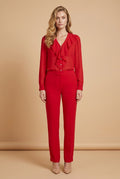 Red Cascade Collar Shirt