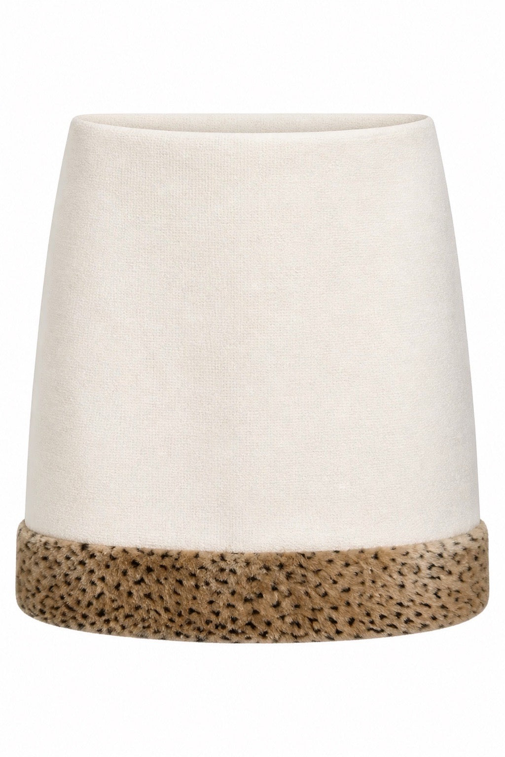 Mini Cream Skirt with Faux Fur